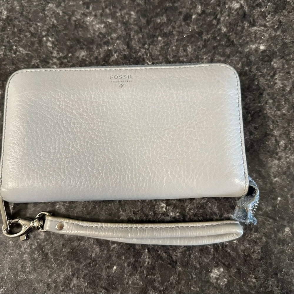 Fossil Light Blue Zip Around Wallet